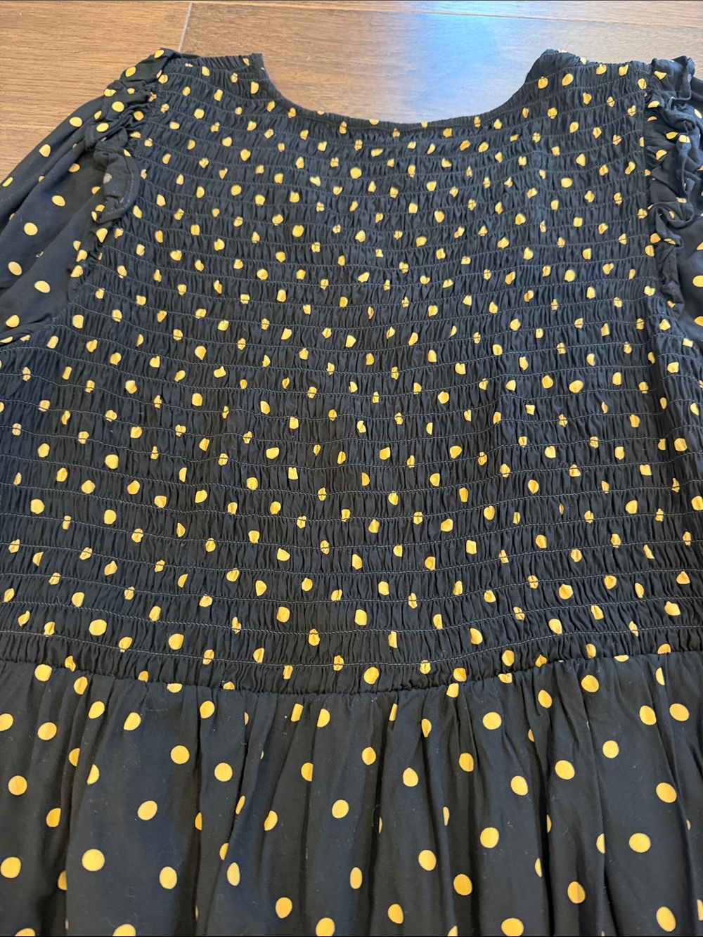 Madewell Lucie V-Neck Smocked Mini Dress in Oval Dot Medium - C1-111 - Picture 10 of 12